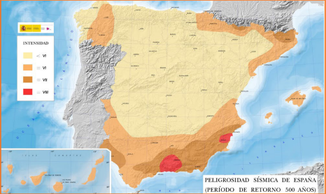 Mapa de riesgos de seísmos de España